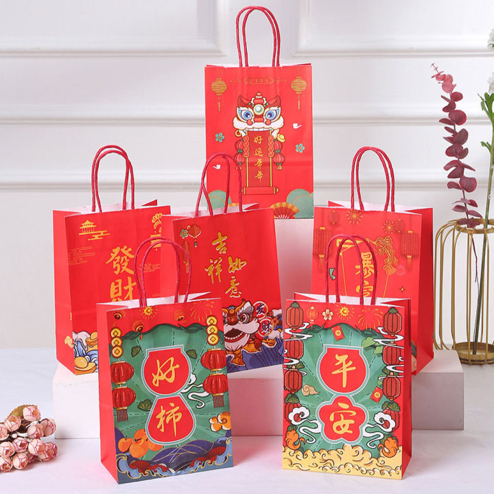 Chinese New Year Gift Bag CNY 2024 Paper Bag Gift Bag Red Paper