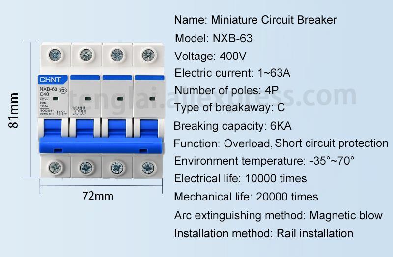 Chint Chnt P Miniature Circuit Breaker Type C Nxb Ac V V Air