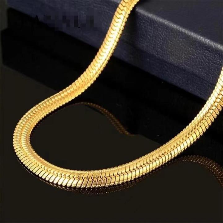 Inch Rounded Snake Chain K Gold Plated Men And Women Unisex