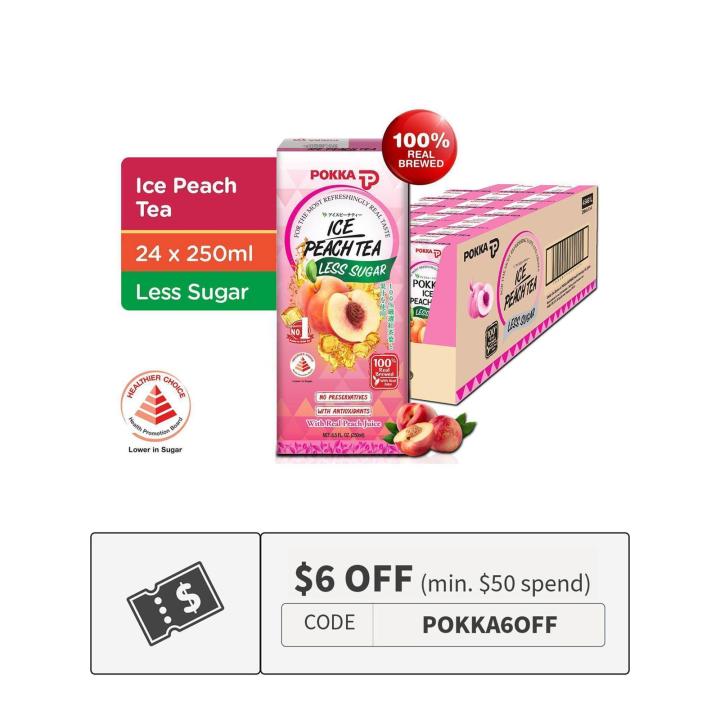 Pokka Ice Peach Tea Less Sugar 24 X 250ML Case Lazada Singapore