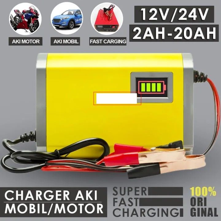 Charger Aki Motor Mobil Portable 12V 2A Bisa Untuk Aki Kering Dan Aki