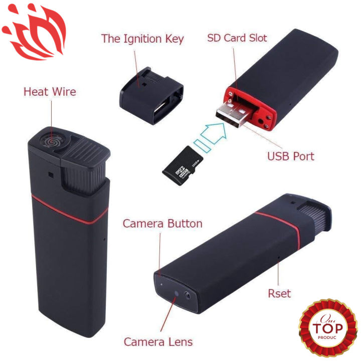 EVKVO Full HD 4K 8MP Mini Camera DV Lighter Camera Nanny DVR USB