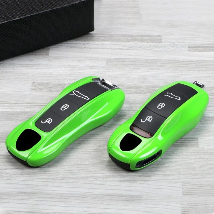 Car Key Case Green Color For Porsche Macan Cayenne 718 911 Cayman