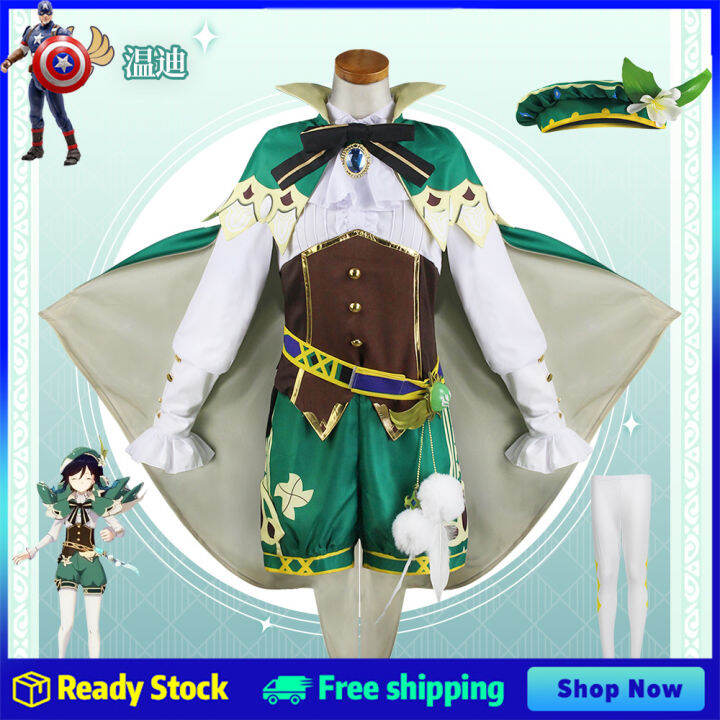 Genshin Impact Venti Cosplay Costume Barbatos Wind God Cos Anime