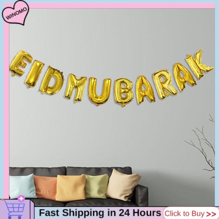 Winomo Inch Eid Mubarak Letter Balloon Bunting Banner Ramadan