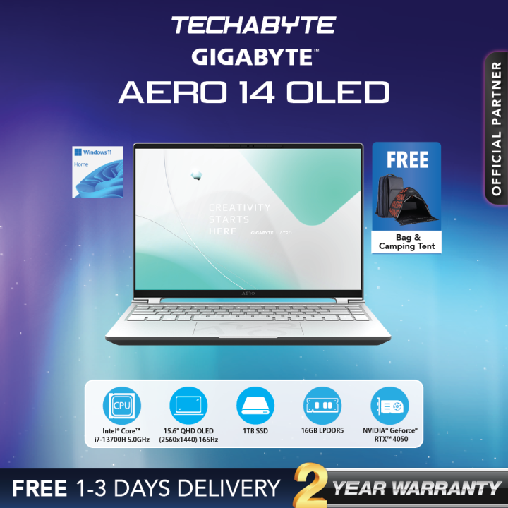 GIGABYTE AERO 14 OLED 14 0 QHD OLED RPL I7 13700H RTX 4050