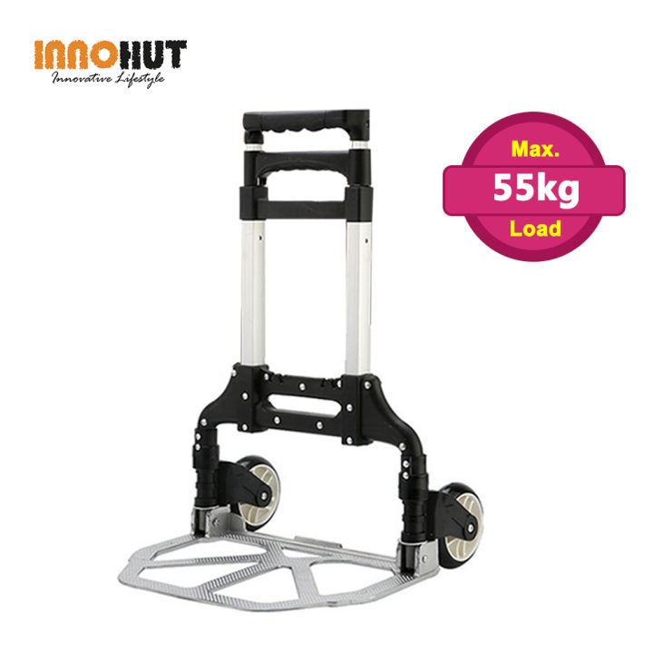 Innohut Portable Folding Hand Truck Steel Trolley With Two Wheels And