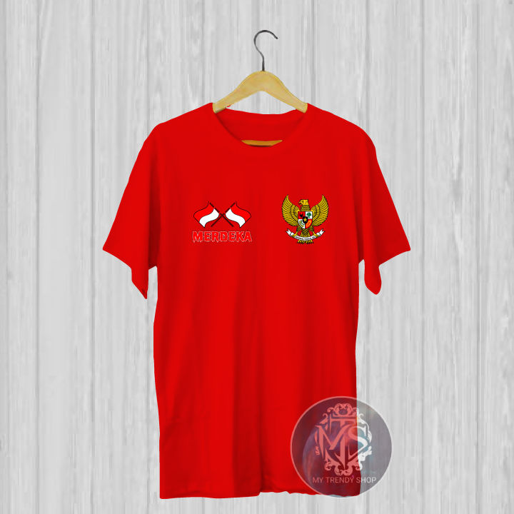 Logo Bendera Garuda Baju Atasan Pria Kaos Keluarga Kebangsaan Unisex