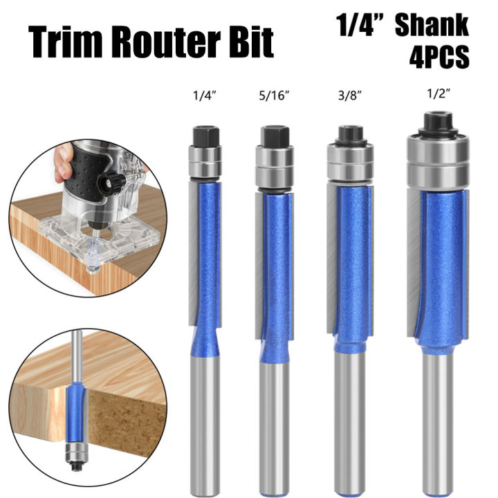 Qiaolis Pcs Shank Trim Router Bit With Blade Double Bearing