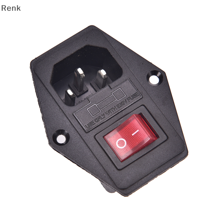 Renk New Pin Ac Inlet Male Plug Power Socket With Fuse Switch A