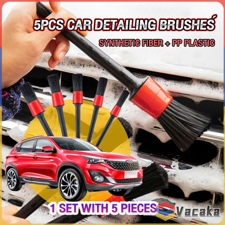 5PCS Car Detailing Brushes Car Wash Slit Brush Clean Seat Detail Brush