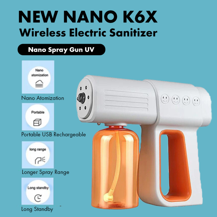 K6X Wireless UV Blue Light Powerful Sanitizer Spray Gun Nano Atomizer