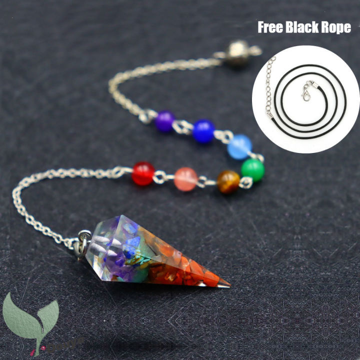 7 Chakra Crystal Dowsing Pendulum Faceted Cone Point Gemstone Pendulum