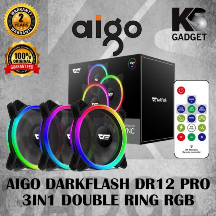 Aigo Darkflash Dr Pro In Double Ring Rgb Pc Case Fan Lazada