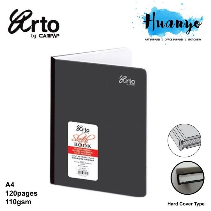 Campap Arto Hard Cover A4 Sketch Book 110gsm 120 Pages Lazada