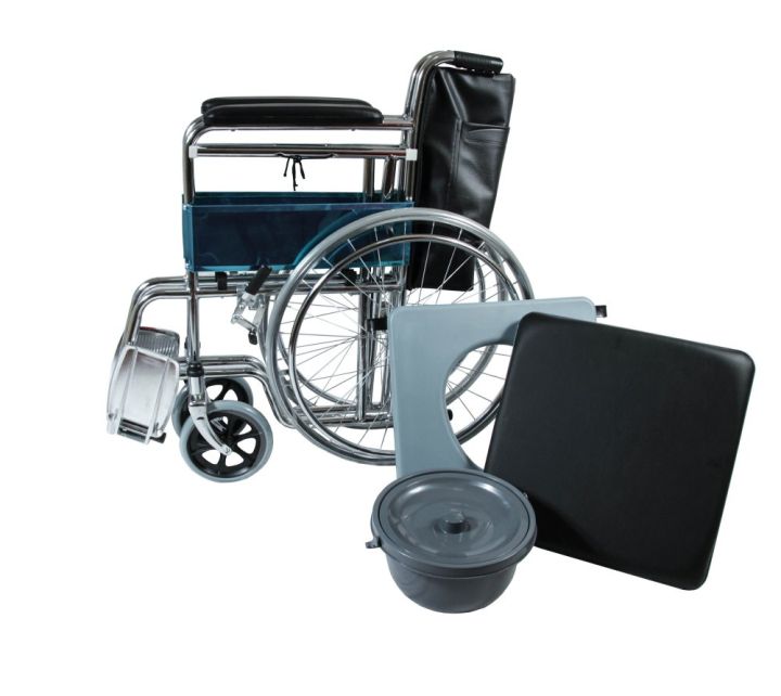 Procare Heavy Duty Steel Wheelchair With Commode Aluminum Footrest And