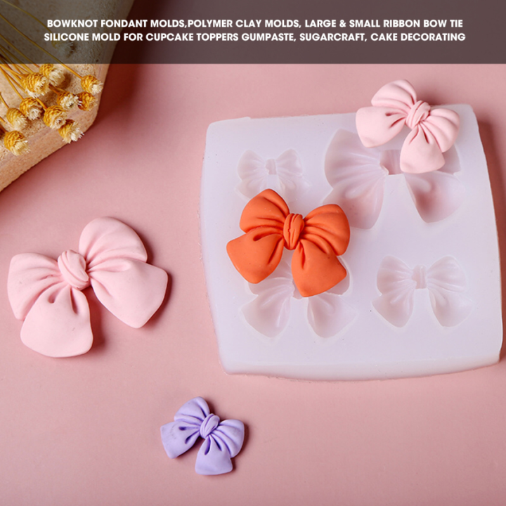 Mujiang Bows Silicone Molds Bowknot Fondant Chocolate Candy Molds Bowknot Silicone Molds For Cake Decorating Cupcake Topper Polymer Clay Gum Paste Set Of 4