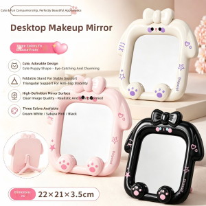 RA Foldable Desktop Makeup Mirror with Stand Cute Student Vanity Mirror for Travel and Daily Use AR