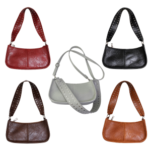 กระเป๋าสะพายไหล่สำหรับผู้หญิงอินเทรนด์พร้อมกระเป๋า Crossbody รายละเอียดประดับหมุดสำหรับชุดลำลองออกเดทและงานปาร์ตี้