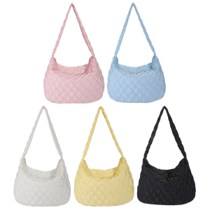 Trendy Women Crossbody Bag with Quilted Rhombus Design and Spacious Interior for Shopping and Travel in Neutral Tones