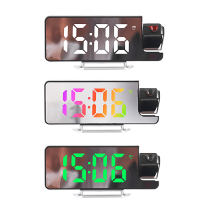 High-Precision Projection Alarm Clock with Adjustable Brightness Digital Clock and Candleholder for Bedroom Decor