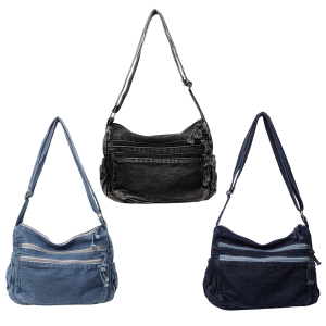 Phụ nữ vải denim đơn giản túi đựng tài liệu dung tích lớn phong cách Túi Đeo Chéo Dây đeo điều chỉnh được Túi tote đeo vai retro Túi đeo