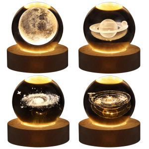 【New Arrival】 Elegant Crystal Ball LED Night Light with 3D Engraved Design for Kids and Home Decor