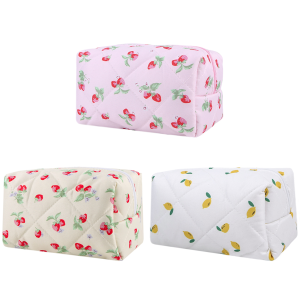กระเป๋าใส่ตัวจัดระเบียบกระเป๋าเครื่องแป้งกระเป๋าคลัทช์ลายสตรอเบอร์รี่มะนาวแบบพกพากระเป๋าเข้าห้องน้ำกระเป๋าเดินทางสำหรับผู้หญิงหญิงสาวกระเป๋าเครื่องสำอาง