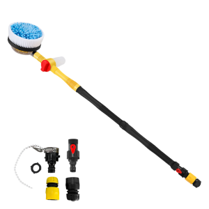 [TOPACE MALL]Car Rotary Wash Brush Long Handle Spray Foam Rotating Brush Adjustable Car Cleaning Mop 360 Degree Chenille for Vehicle Cleaning Maintenance