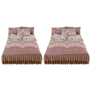 [Ueb Flagship Mall] 3pcs Wedding Bedspread Mattress Cover with Ruffle with 2 Pillowcases Elegant Home Decoration