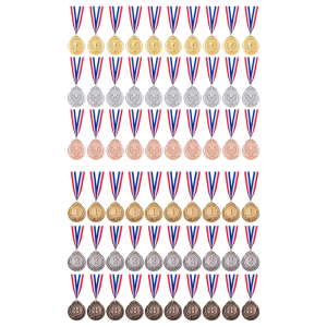 30pcs 2inch Gold Silver Bronze Award Medal with Neck Ribbon Winner Medal Round Gold Prize for Kids School Sports Meeting