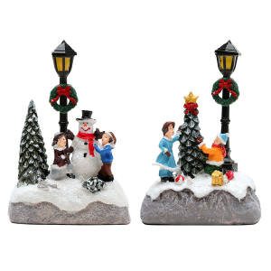 【Homelements】1Pc Christmas Village Houses Christmas Table Ornaments with Light Xmas Village Ornament for Indoor Fireplace and Shelf