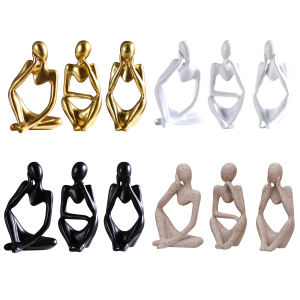 【New Arrival】 Creative Resin Thinker Statues Set of 3 Modern Abstract Art Sculptures for Home Decor Stylish Ornament