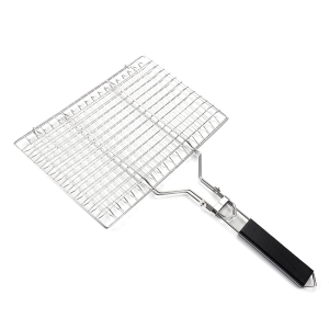 BBQ Grilling Basket Stainless Steel Grilling Basket with Detachable Handle Vegetable Grill Basket 8.6*12.6 Inch for Fish Vegetables Steak Shrimp Chops