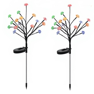 2 Pack Solar Flowers Lights Waterproof Decorative Solar Lights Solar Cherry Blossom Lights Outdoor Garden Decor