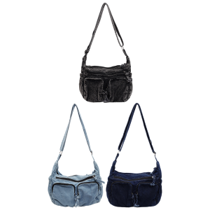 Casual Denim Crossbody Bag for Women Large Capacity Retro Shoulder Bag Hobo Design Perfect for Daily Use