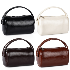 PU Leather Cylindrical Bag Zipper Large Capacity for Women Mother Kid Bags Girl [Vodool Official Center]