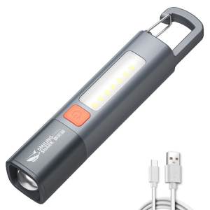 【Outdoor】 LED Camping Flashlight Multifunction Flashlight Type C USB Rechargeable Telescopic Zoomable Flashlight 3 Light Modes 300LM for Emergency Use