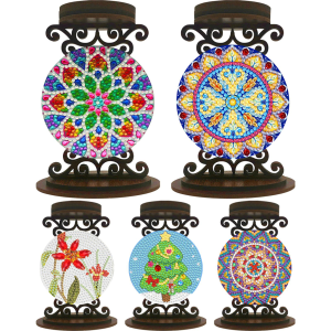 Christmas Tree Tabletop Candlestick Holder Ornaments Aromatherapy Candle Holder 5D DIY Diamond Art Mini Candle Holder