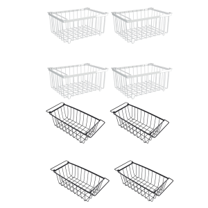 【New Arrival】 4 Pack Stackable Wire Baskets Muti-Purpose Metal Bins Vegetable Fruit Basket for Pantry Organizers and Storage