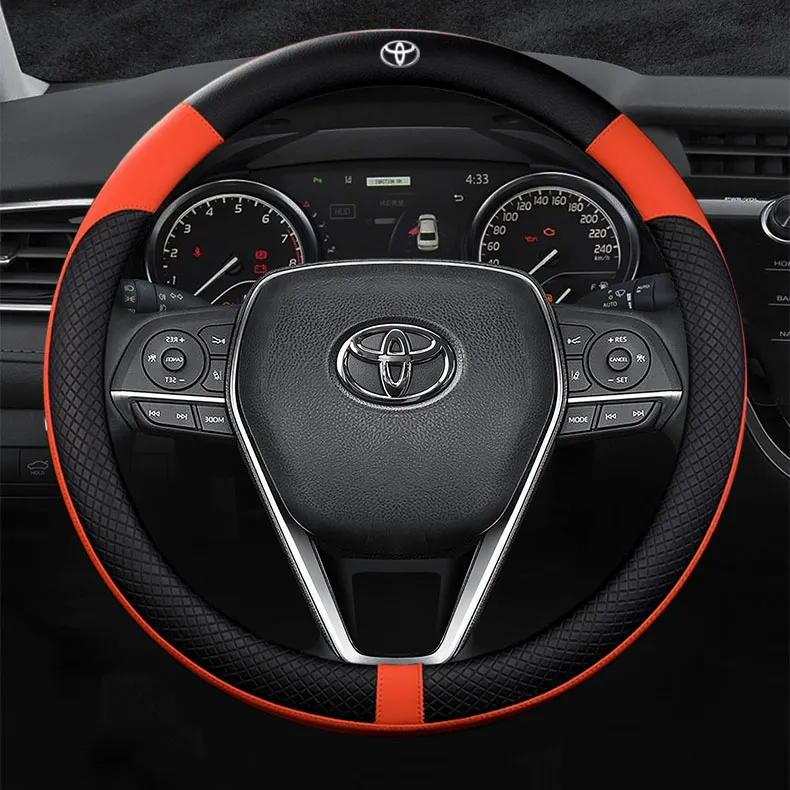 15-inch (38cm) Black Faux Leather Steering Wheel Cover – Universal Fit For Toyota & More