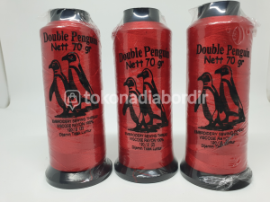 Benang merah bordir double pinguin