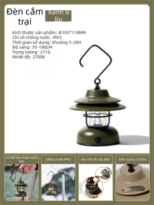 Mobi Garden | Đèn LED Cắm Trại Phong Cách Retro Tuổi Thọ Pin Dài
