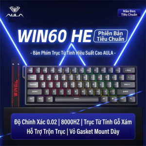 AULA WIN60 HE Bàn Phím Cơ Độ Trễ Thấp 8000HZ Có Dây 60% RGB Tùy Chỉnh Công Tắc Dành Cho Game FPS