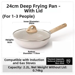 CAROTE | Non-Stick Granite Frying Pan for Steak Omelette Induction Gas Cooker Cookware Set Kitchenware Aluminum Alloy Tempered Glass Lid Flat Bottom Design