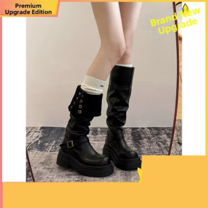 MIFULIAN | Vintage British Chunky Heel Thick Sole Slimming Fleece Lined Autumn Winter Women Tall Boots