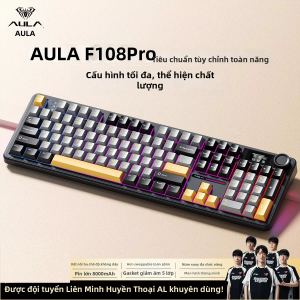 AULA F108 Bàn Phím Cơ Không Dây 3 Chế Độ Bluetooth RGB Tùy Chỉnh Có Màn Hình Hiển Thị Dành Cho Game và Văn Phòng
