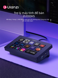 Ulanzi | Bộ Điều Khiển Máy Tính Để Bàn D200H 15 Phím LCD & 2 Núm Xoay