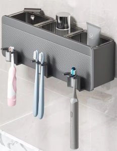 Joybos | Hanging Wall Storage Rack for Bathroom Toothbrush and Cup Without Drilling