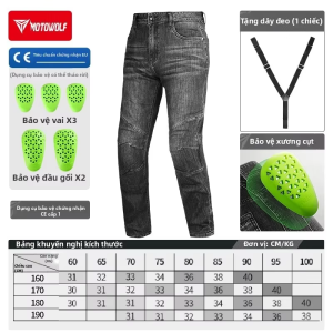 MOTOWOLF | Quần Jeans Đi Mô Tô Thoáng Khí Chống Va Đập